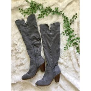 3BN Qupid Size 9 Gray Suede Over The Knee Boots